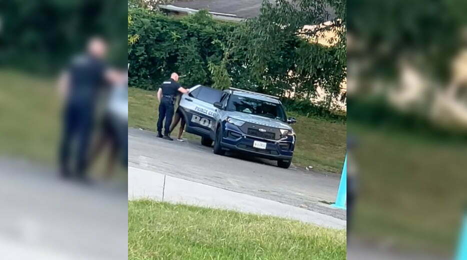 PG police look into viral footage that appears to show a female and a uniformed officer getting into a car